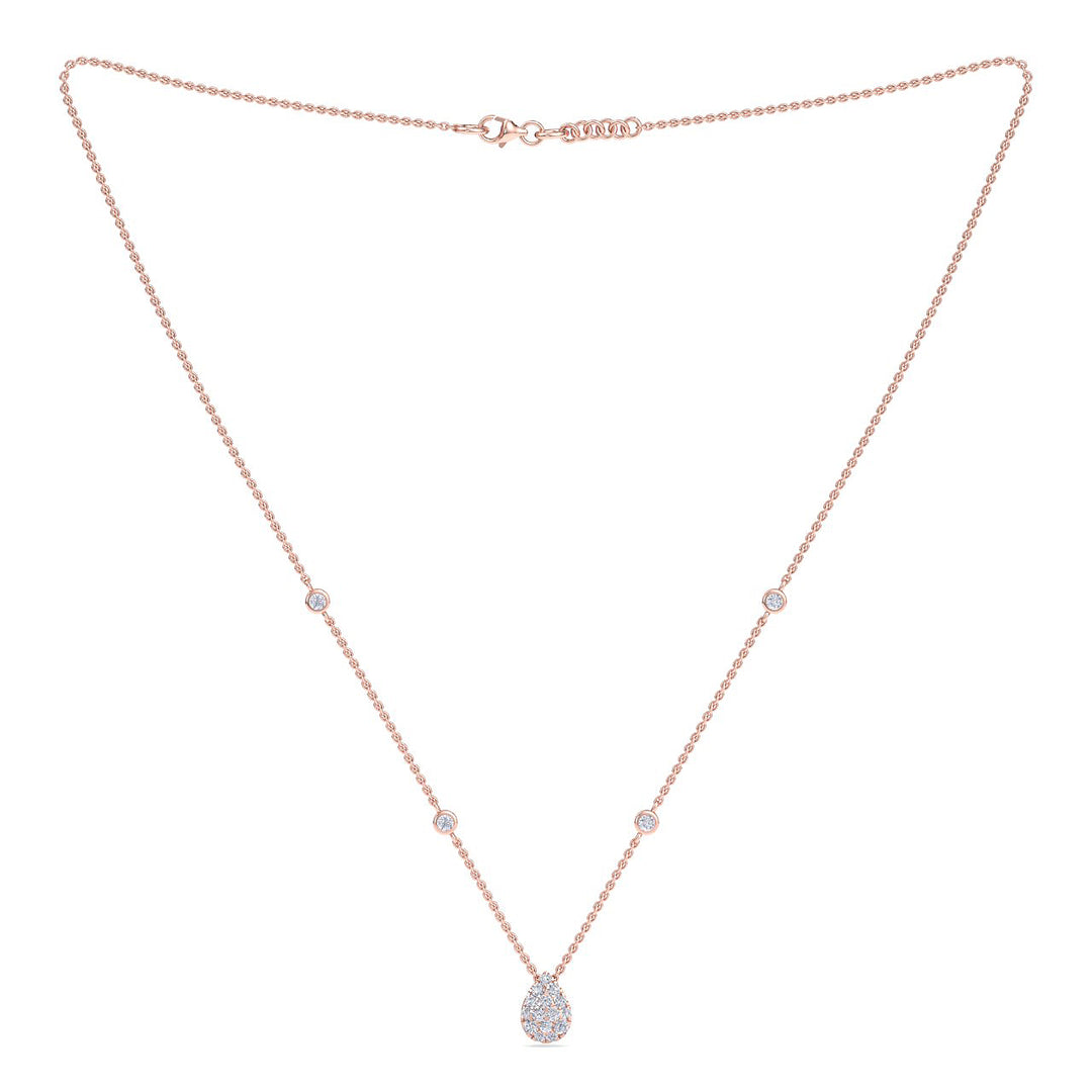 Drop shape necklace in white gold with white diamonds of 0.53 ct in weight - HER DIAMONDS®