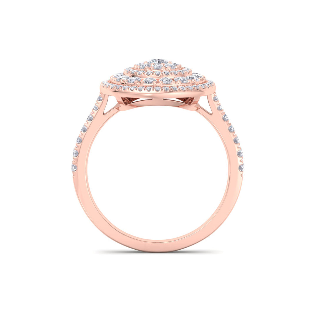 Sphere ring in rose gold with white diamonds of 0.85 ct in weight