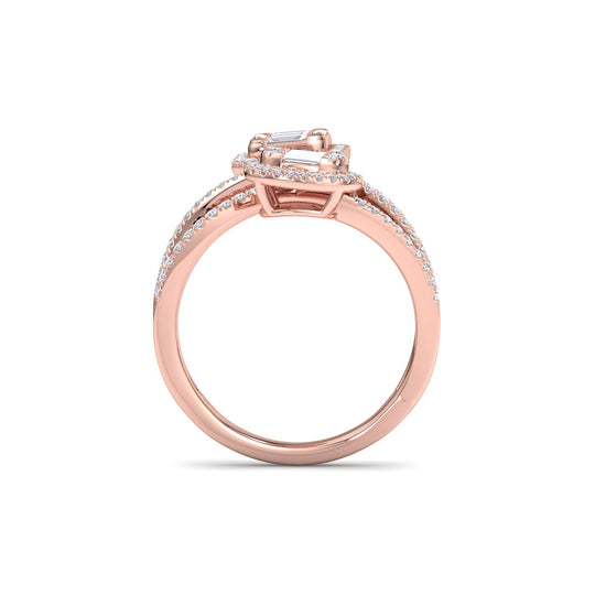 Multi-band ring in rose gold with white diamonds of 1.02 ct in weight