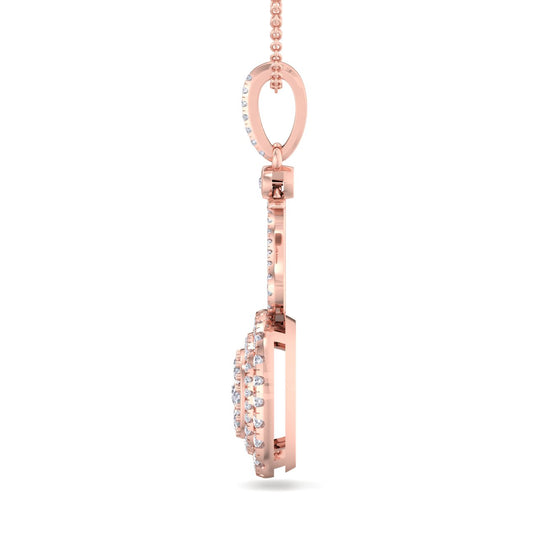 Square heart pendant in rose gold with white diamonds of 0.60 ct in weight - HER DIAMONDS®