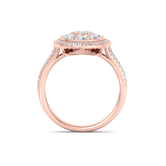 Circle ring in rose gold with white diamonds of 0.98 ct in weight