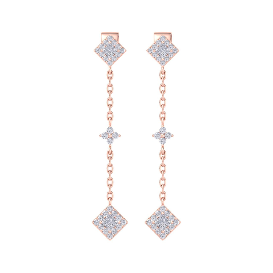 Drop earrings in rose gold with white diamonds of 0.53 ct in weight