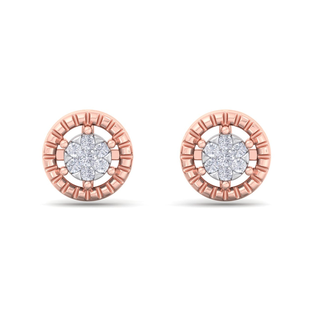 Classic round stud earrings in rose gold with white diamonds of 0.48 ct in weight - HER DIAMONDS®