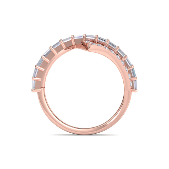 Lightning ring in rose gold with white diamonds of 0.86 ct in weight