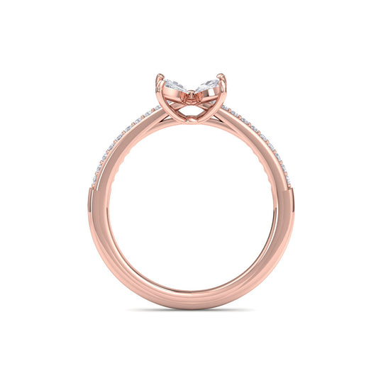 Flower ring in rose gold with white diamonds of 0.60 ct in weight