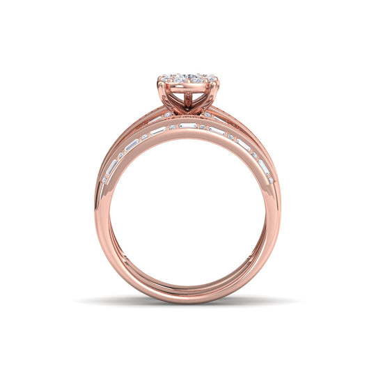 Bridal set in rose gold with white diamonds of 1.02 ct in weight