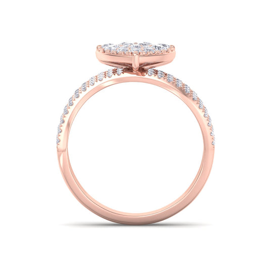 Heart wave ring in rose gold with white diamonds of 1.82 ct in weight - HER DIAMONDS®