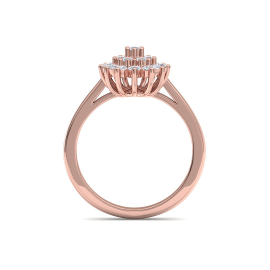 Pear diamond ring in rose gold with white diamonds of 0.59 ct in weight