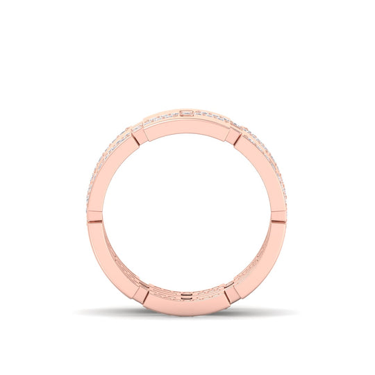 Wide ring in rose gold with white diamonds of 0.87 ct in weight