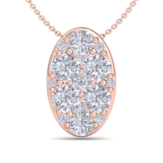 Oval pendant necklace in white gold with white diamonds of 0.79 ct in weight - HER DIAMONDS®