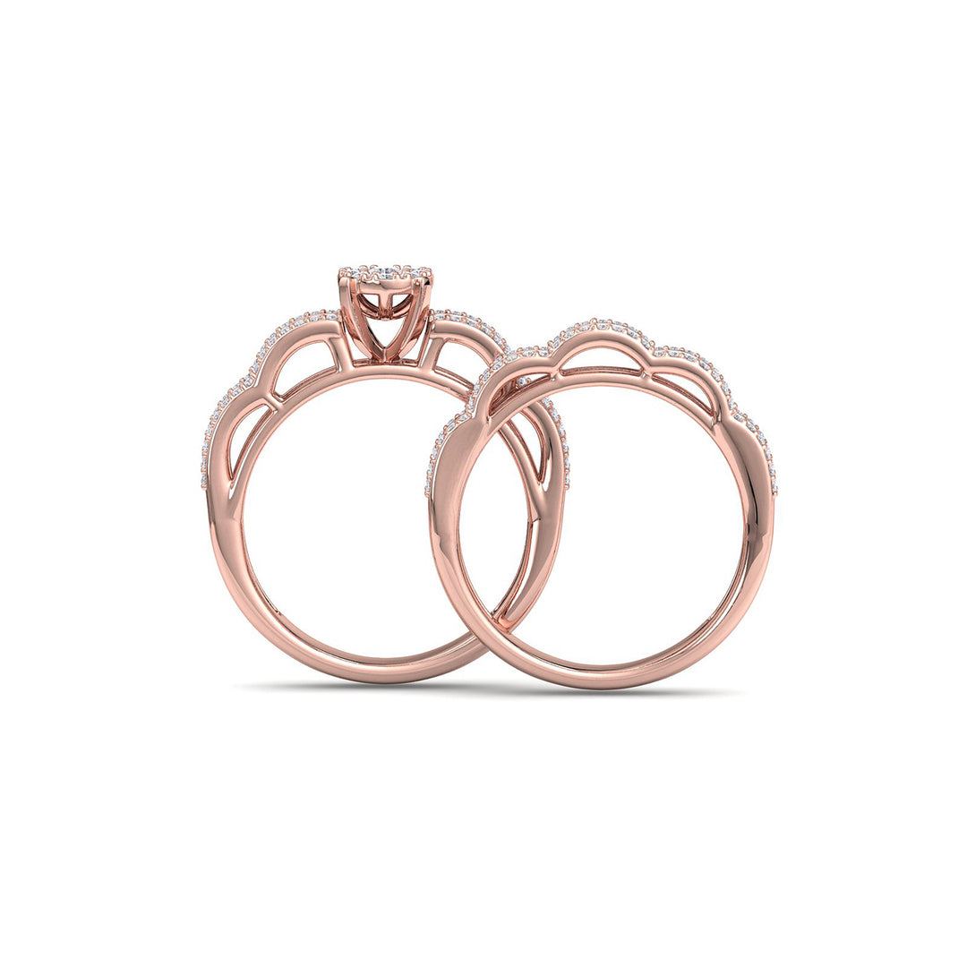 Wave bridal ring set in rose gold with white diamonds of 1.17 ct in weight