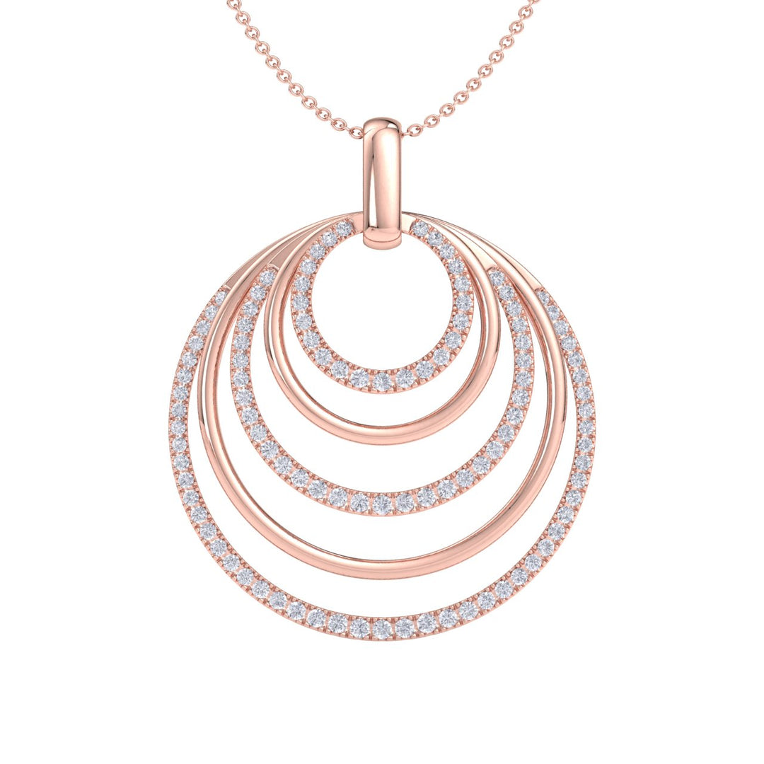 Pendant necklace with circles in rose gold with white diamonds of 3.12 ct in weight - HER DIAMONDS®