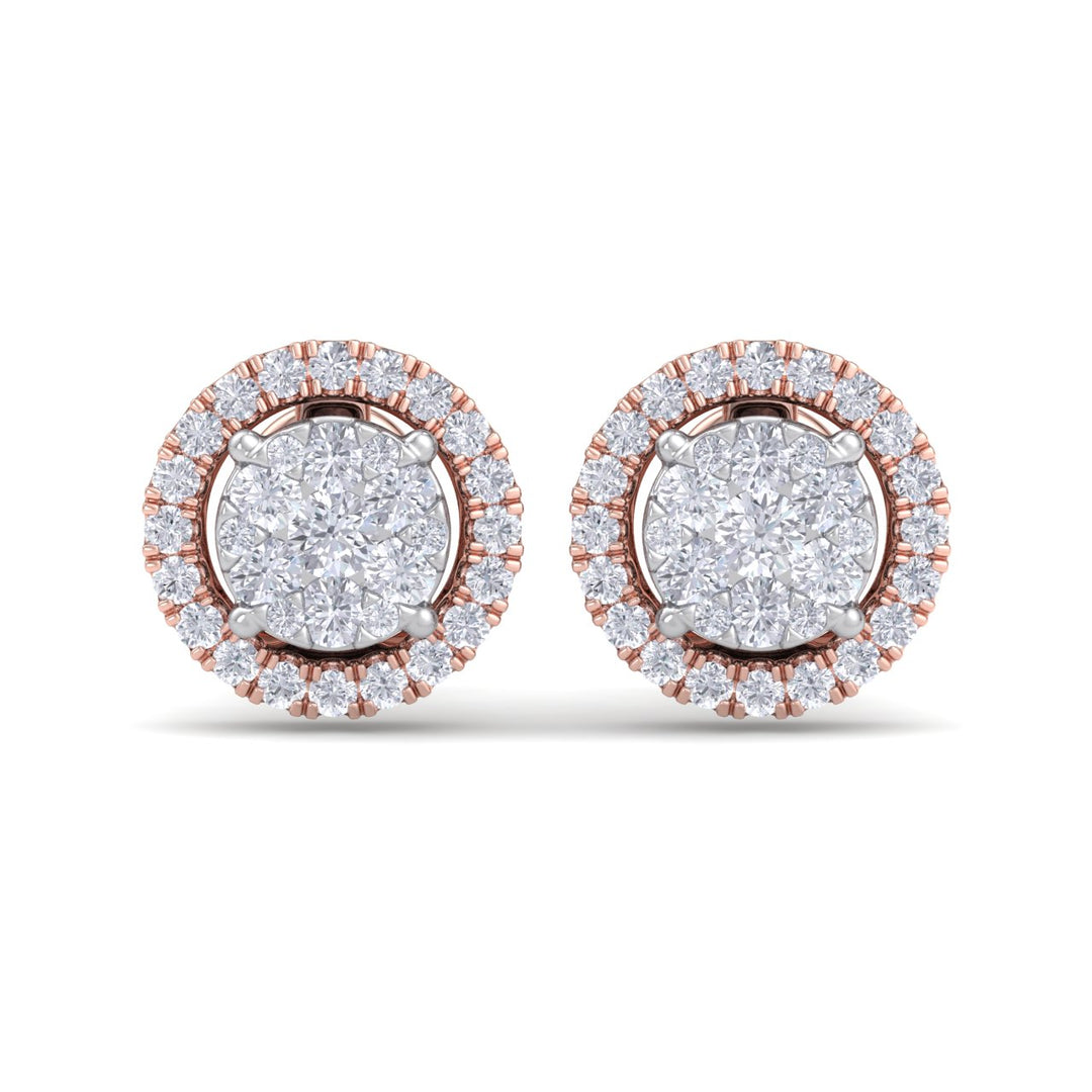 Classic round stud earrings in white gold with white diamonds of 0.86 ct in weight - HER DIAMONDS®