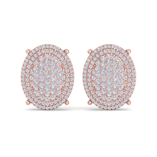 Petite oval shaped earrings in white gold with white diamonds of 1.35 ct - HER DIAMONDS®