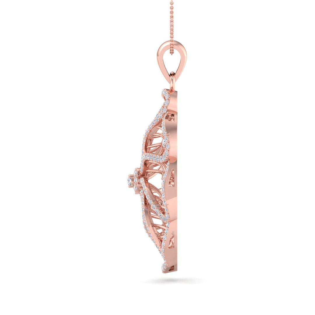 Flower pendant in rose gold with white diamonds of 2.70 ct in weight