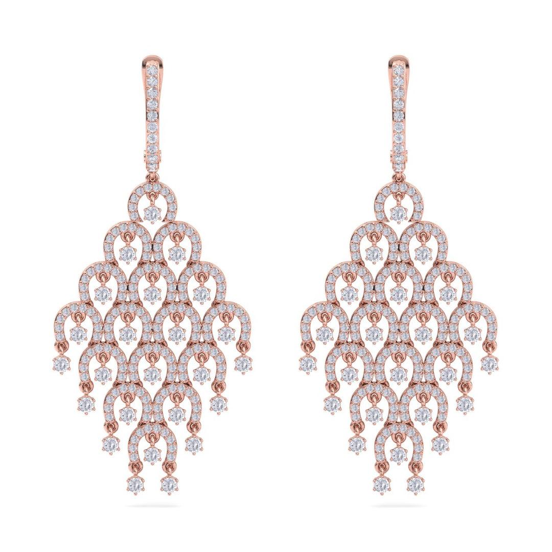 Chandelier earrings in white gold with white diamonds of 6.72 ct in weight - HER DIAMONDS®