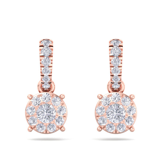 Classic earrings in rose gold with white diamonds of 0.51 ct in weight - HER DIAMONDS®