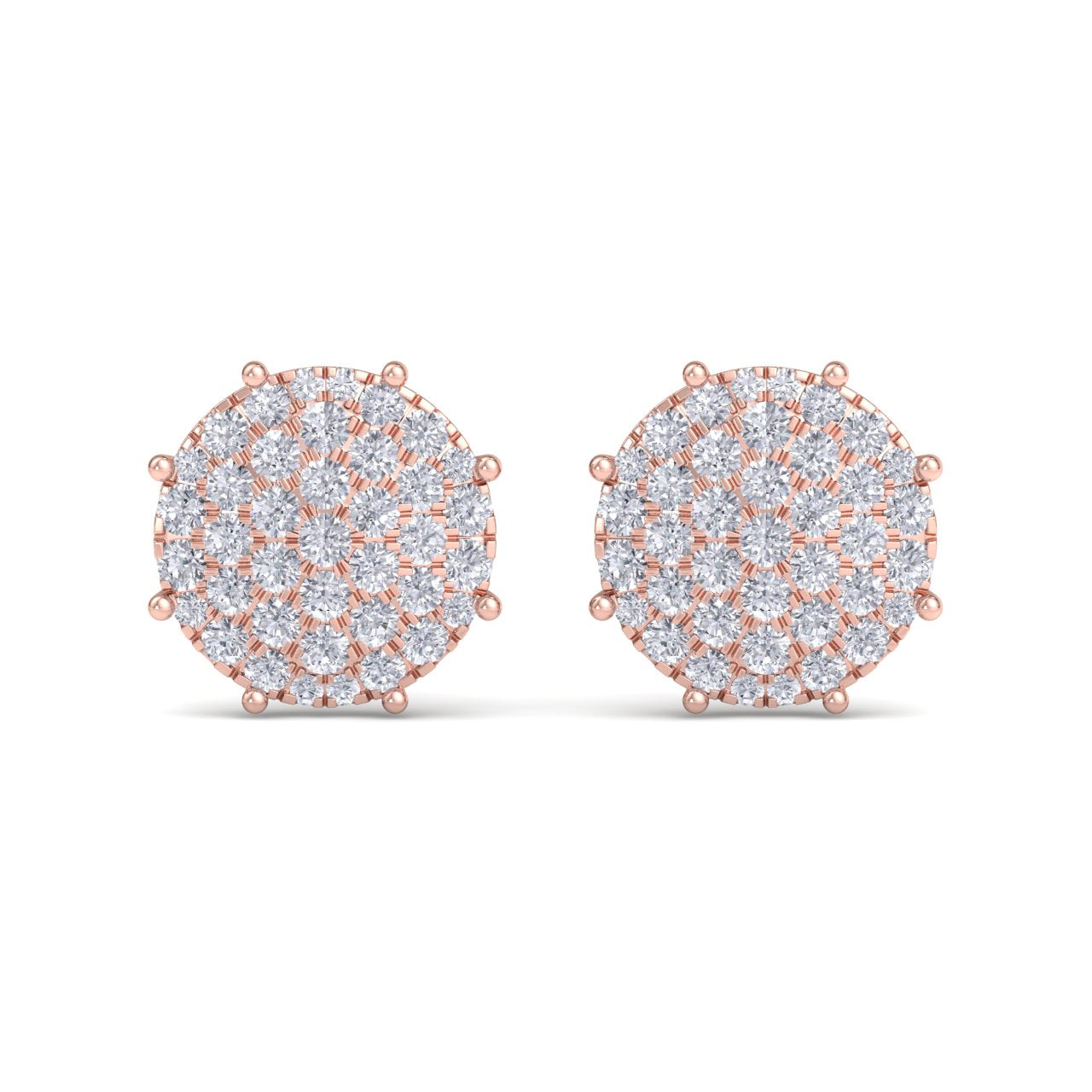 Round earrings with eight-prong in rose gold with white diamonds of 2.27 ct in weight - HER DIAMONDS®