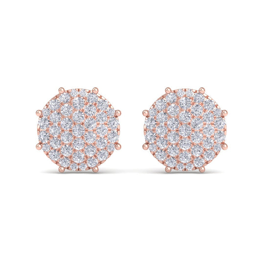 Round earrings with eight-prong in rose gold with white diamonds of 2.27 ct in weight - HER DIAMONDS®