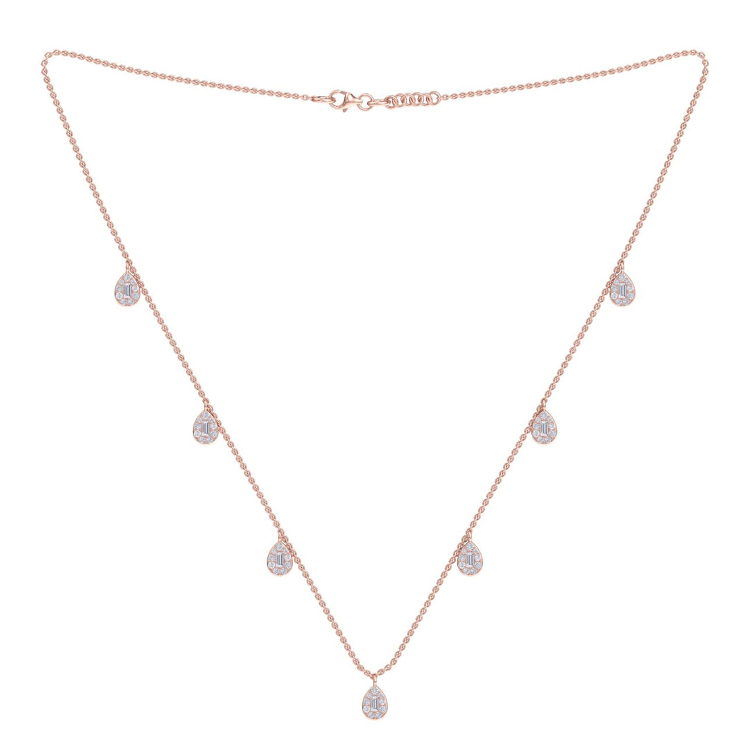 Pear drops necklace in yellow gold with white diamonds of 0.70 ct in weight - HER DIAMONDS®