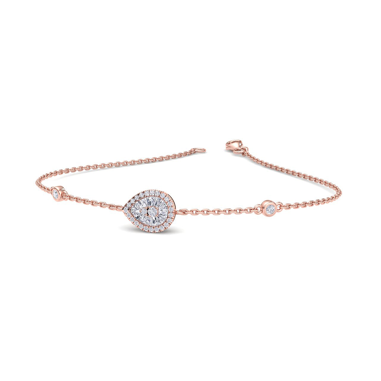 Pear shaped bracelet in rose gold with white diamonds of 0.29 ct in weight - HER DIAMONDS®