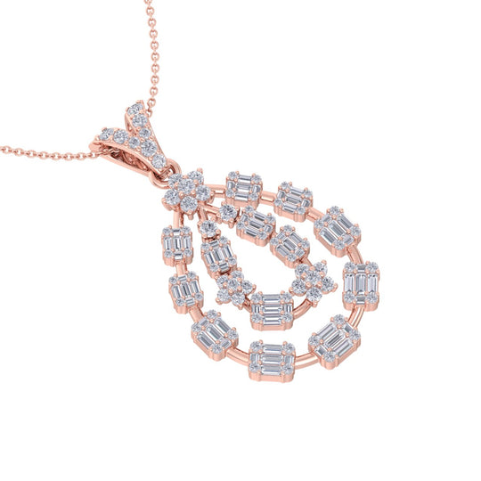 Chandelier pendant in white gold with white diamonds of 1.36 ct in weight