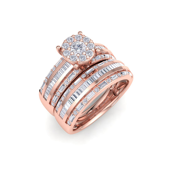Bridal set in rose gold with white diamonds of 1.02 ct in weight