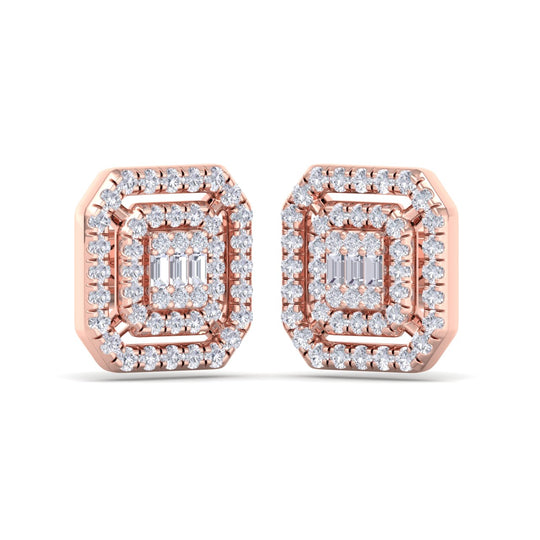 Square stud earrings in white gold with white diamonds of 0.41 ct in weight