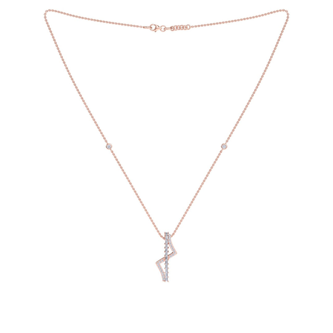 Lightning necklace in rose gold with white diamonds of 0.60 ct in weight - HER DIAMONDS®