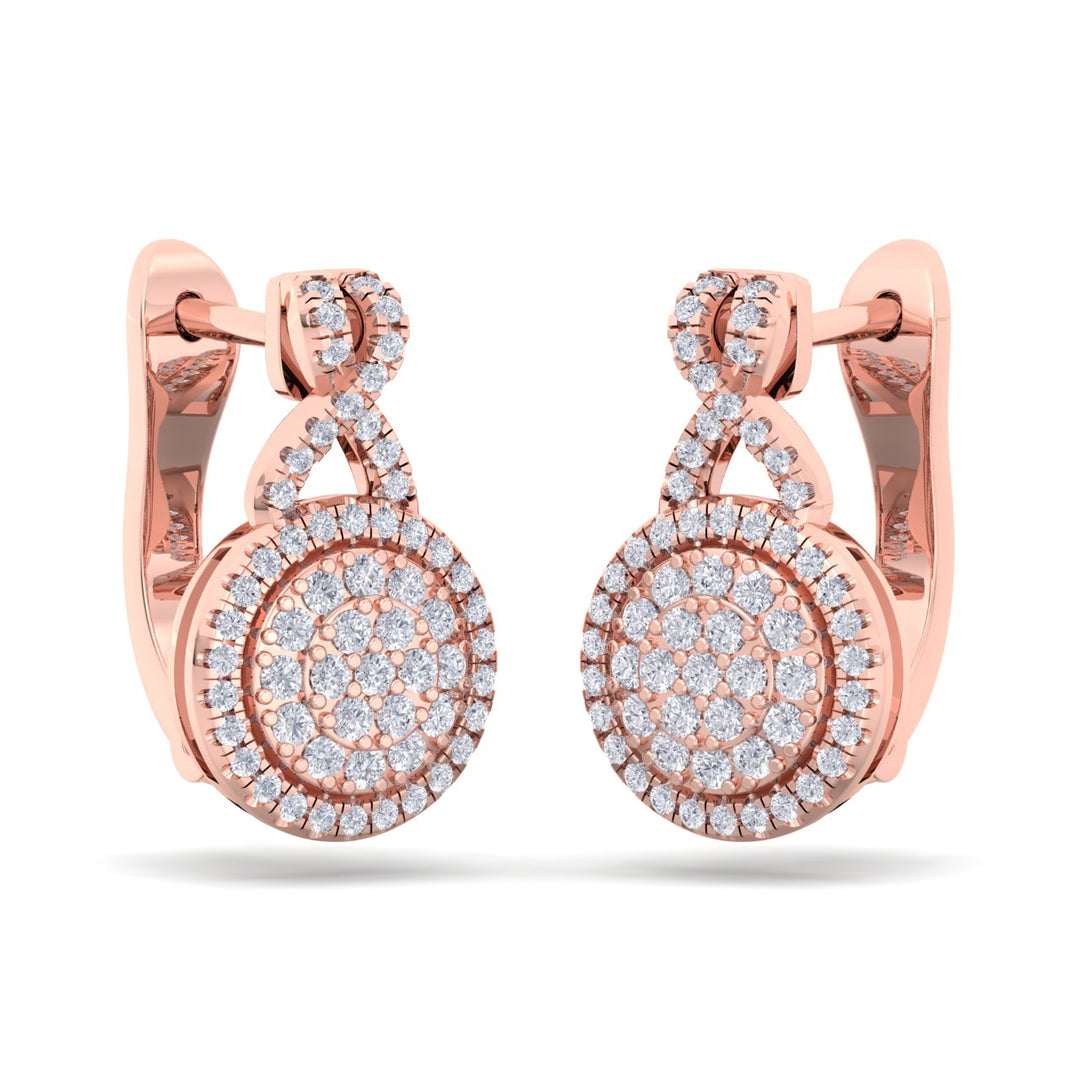 Round earrings in yellow gold with white diamonds of 0.51 ct in weight - HER DIAMONDS®