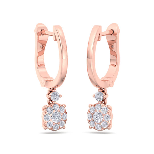 Elegant round drop earrings in white gold with white diamonds of 0.44 ct in weight - HER DIAMONDS®