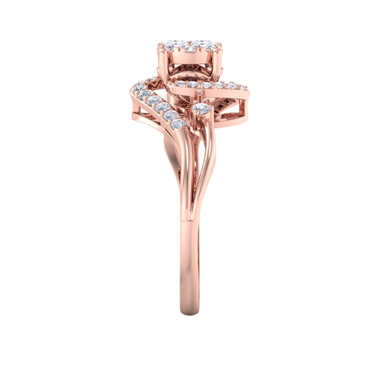 Engagement ring in rose gold with white diamonds of 0.26 ct in weight
