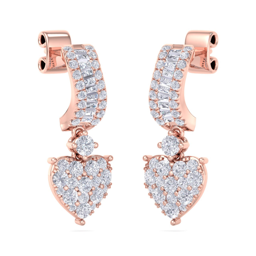 Drop earrings in yellow gold with white diamonds of 1.09 ct in weight