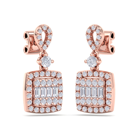 Drop earrings in yellow gold with white diamonds of 0.71 ct in weight