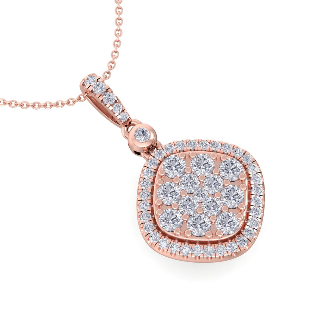 Square pendant in white gold with white diamonds of 0.74 ct in weight - HER DIAMONDS®