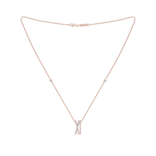 Necklace in rose gold with white diamonds of 0.44 ct in weight - HER DIAMONDS®