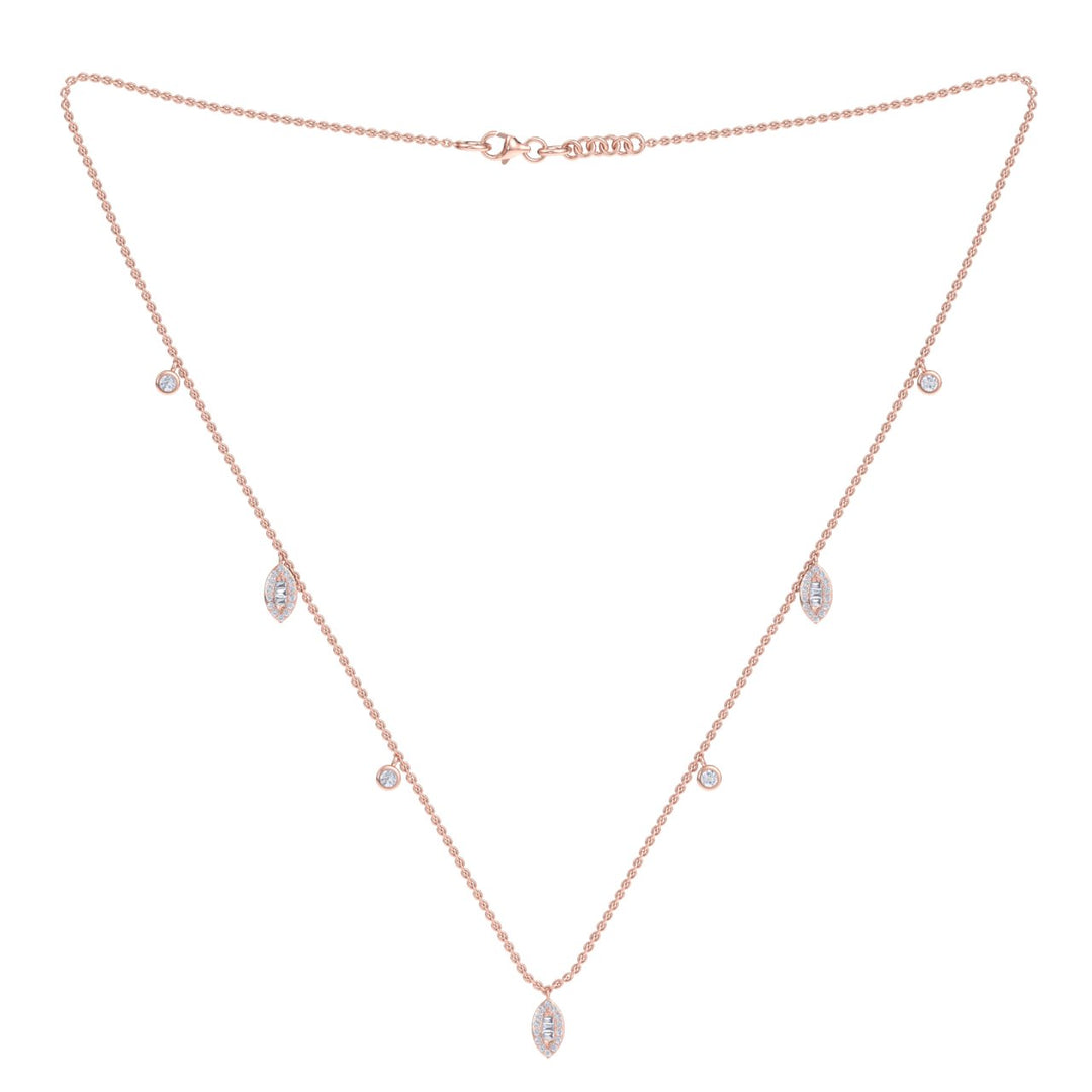 Marquise necklace in white gold with white diamonds of 0.49 ct in weight - HER DIAMONDS®