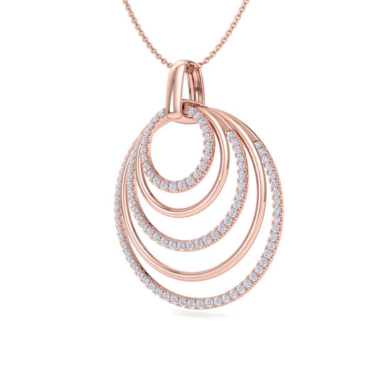 Pendant necklace with circles in yellow gold with white diamonds of 3.12 ct in weight - HER DIAMONDS®