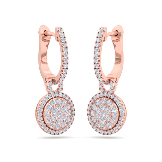 Round drop earrings in yellow gold with white diamonds of 0.84 ct in weight - HER DIAMONDS®
