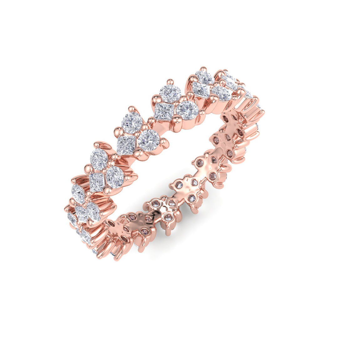 Eternity ring in rose gold with white diamonds of 1.07 ct in weight