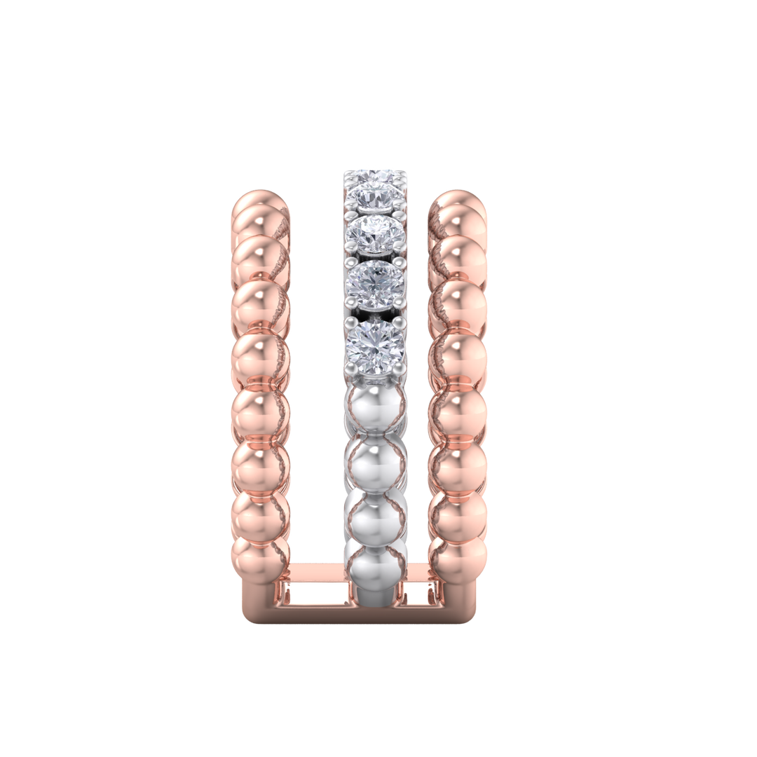 Multi-band ring in rose gold with white diamonds of 0.81 ct in weight