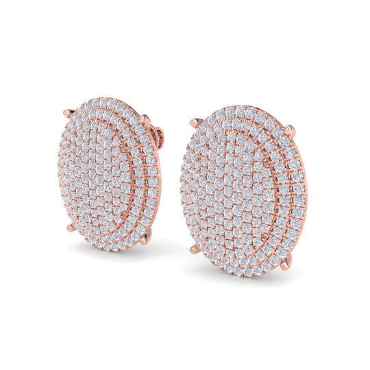 Oval shaped earrings in white gold with white diamonds of 2.20 ct - HER DIAMONDS®