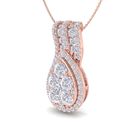 Pear shaped pendant necklace in white gold with white diamonds of 1.35 ct in weight - HER DIAMONDS®