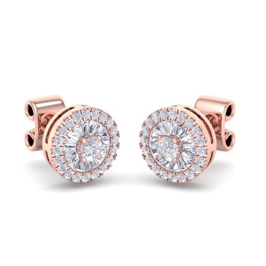 Halo stud earrings in white gold with white diamonds of 0.46 ct in weight