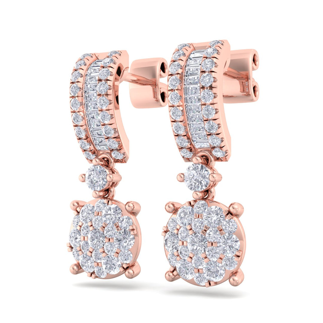 Earrings in rose gold with white diamonds of 1.25 ct in weight - HER DIAMONDS®