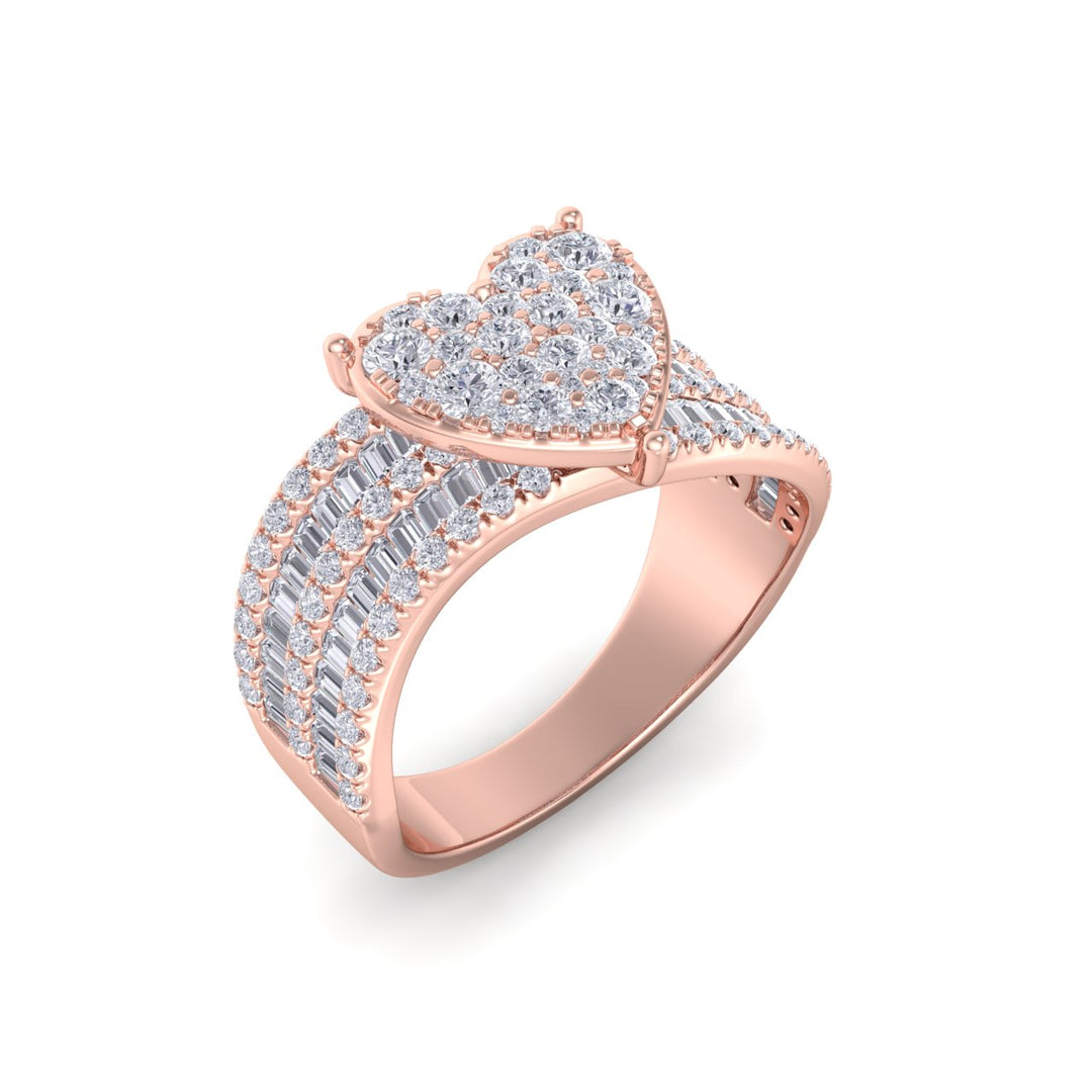 Heart wave ring in yellow gold with white diamonds of 1.82 ct in weight - HER DIAMONDS®