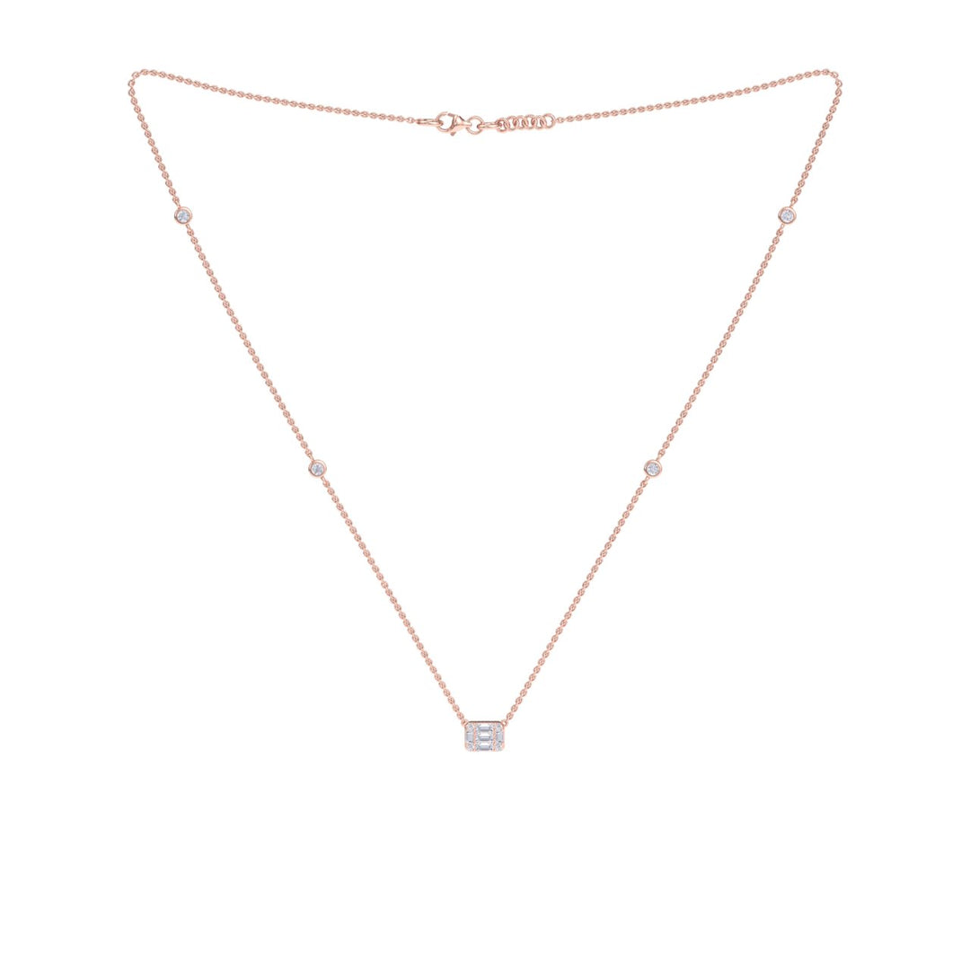 Baguette necklace in rose gold with white diamonds of 0.57 ct in weight