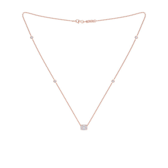 Baguette necklace in rose gold with white diamonds of 0.57 ct in weight