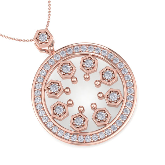 Monogram pendant necklace in rose gold with white diamonds of 0.89 ct in weight - HER DIAMONDS®