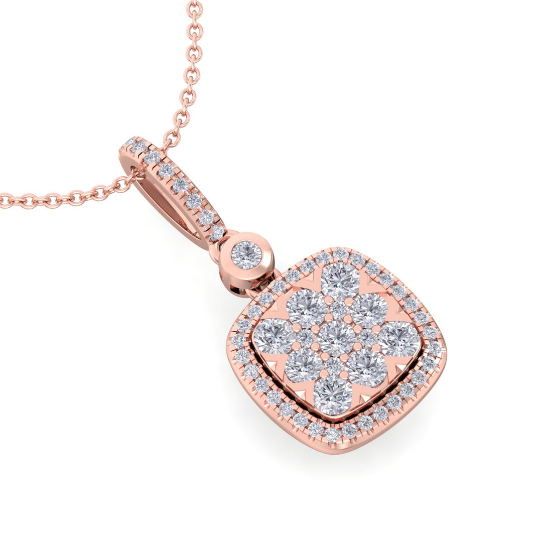Square pendant in rose gold with white diamond of 0.58 ct in weight - HER DIAMONDS®